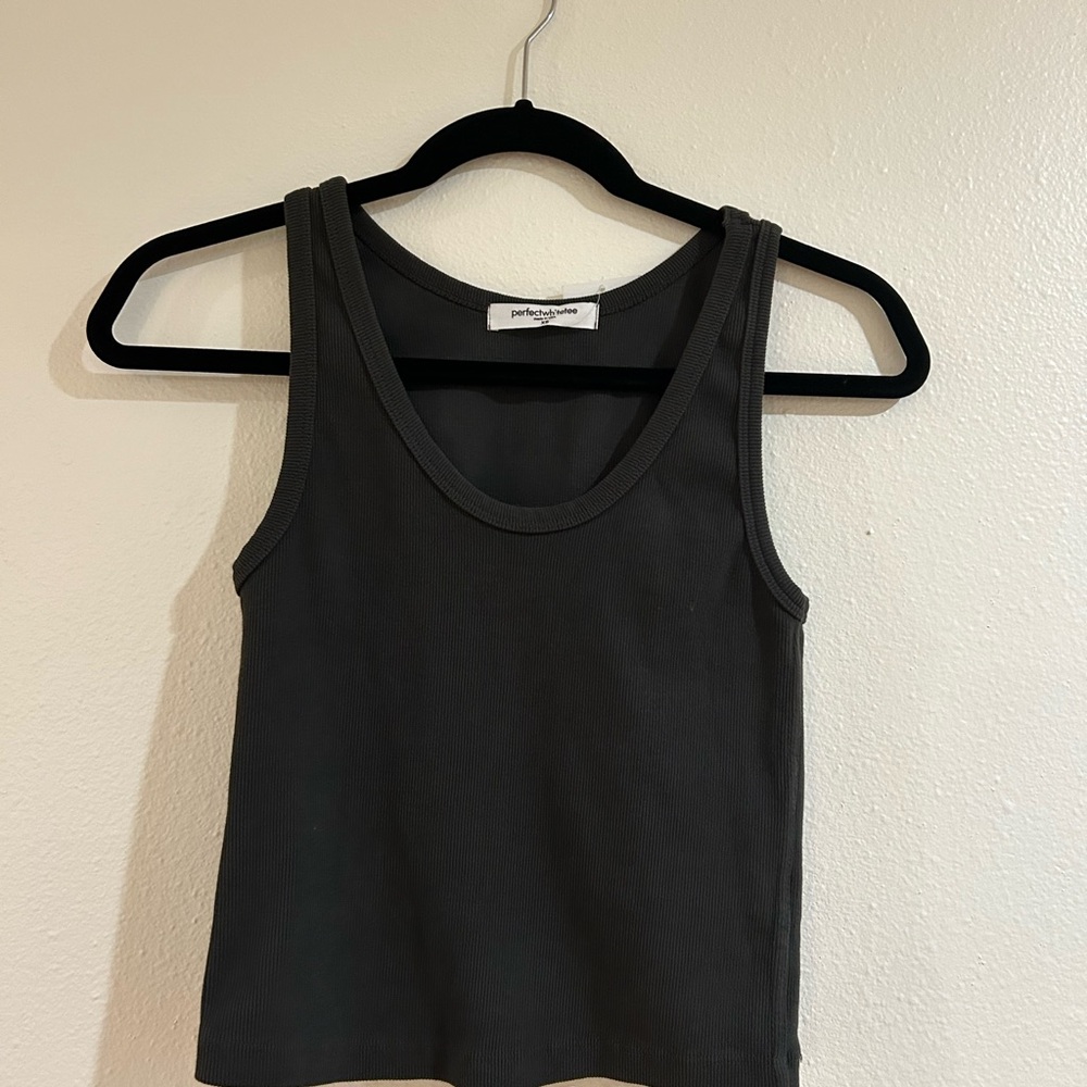 Perfect White Tee Black Gray Blondie Tank Top